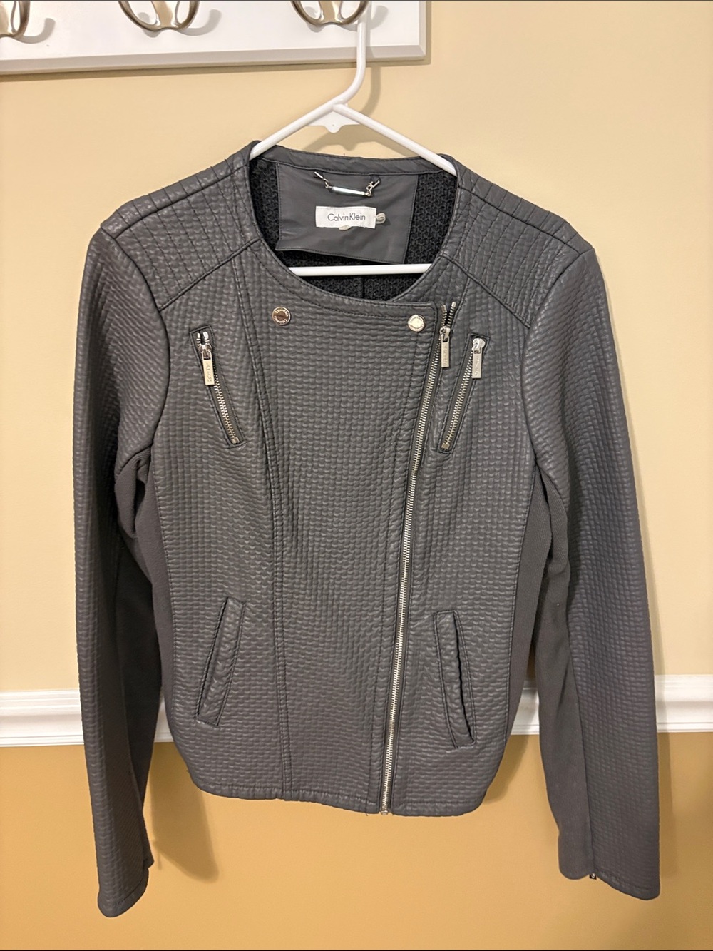 Calvin Klein Charcoal Quilted Moto Jacket